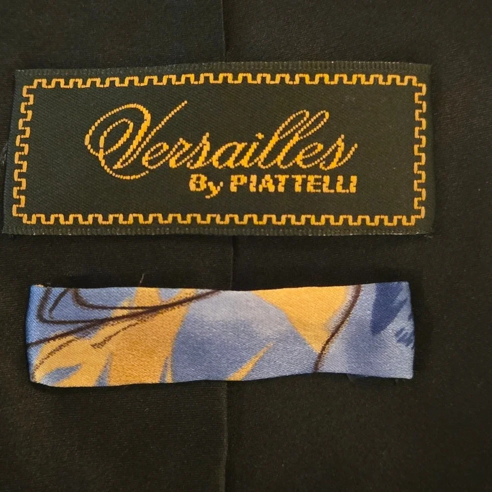 Versailles by Piattelli Silk Necktie Watercolor Swirls‎ Uniques Blues Browns EUC